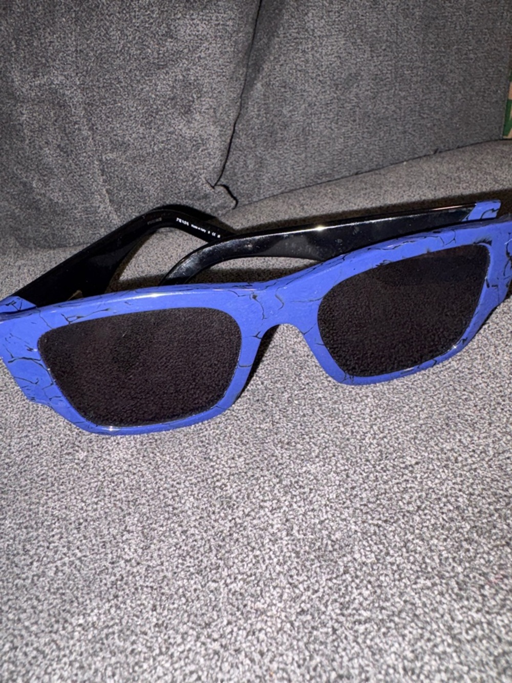 Prada Blue Marbled & Black Angular Sunglasses - Men's Accessory